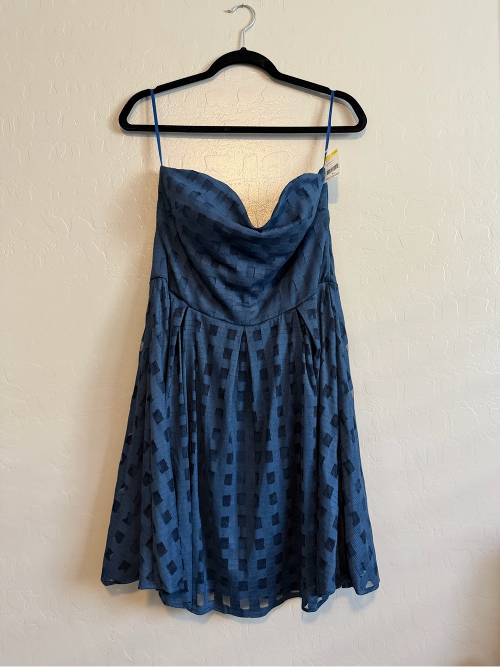 Sears Blue Strapless Cowl-Neck Dress